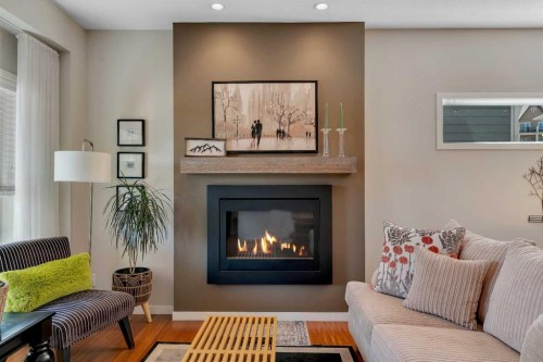 2280 Mahogany Boulevard Se, Calgary, AB - Indoor Photo Showing Living Room With Fireplace