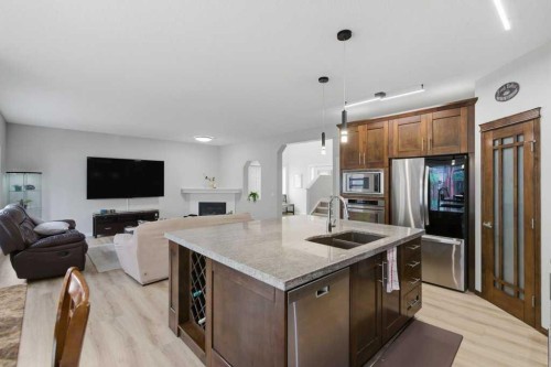 129 Cranfield Green Se, Calgary, AB - Indoor Photo Showing Kitchen With Double Sink With Upgraded Kitchen