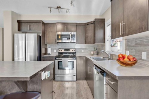 405 Redstone View Ne, Calgary, AB - Indoor Photo Showing Kitchen With Stainless Steel Kitchen With Double Sink