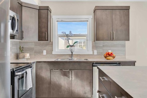 405 Redstone View Ne, Calgary, AB - Indoor Photo Showing Kitchen With Stainless Steel Kitchen With Double Sink With Upgraded Kitchen