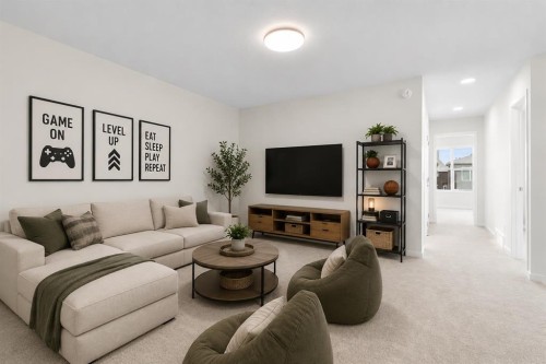 675 Buffaloberry Manor Se, Calgary, AB - Indoor Photo Showing Living Room