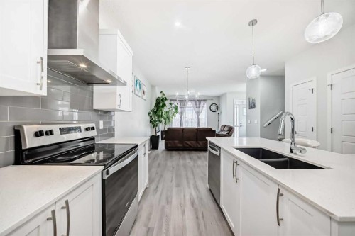 332 Dawson Drive, Chestermere, AB - Indoor Photo Showing Kitchen With Double Sink With Upgraded Kitchen
