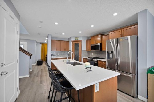 67 Copperstone Circle Se, Calgary, AB - Indoor Photo Showing Kitchen With Stainless Steel Kitchen With Upgraded Kitchen
