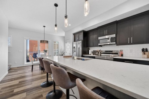 220 Harvest Grove Walk Ne, Calgary, AB - Indoor Photo Showing Kitchen With Double Sink With Upgraded Kitchen