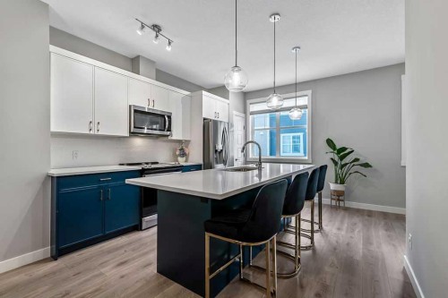 305 Cranbrook Walk Se, Calgary, AB - Indoor Photo Showing Kitchen With Upgraded Kitchen