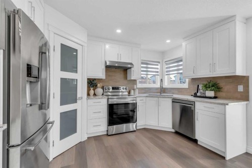 80 Canoe Square Sw, Airdrie, AB - Indoor Photo Showing Kitchen With Upgraded Kitchen