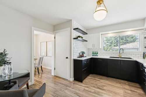 48 Haddock Road Sw, Calgary, AB - Indoor Photo Showing Kitchen With Double Sink