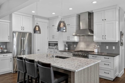 616 Coopers Crescent Sw, Airdrie, AB - Indoor Photo Showing Kitchen With Stainless Steel Kitchen With Upgraded Kitchen