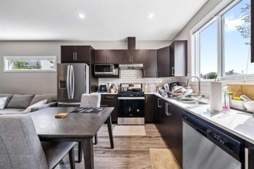 90 Redstone Way Ne, Calgary, AB - Indoor Photo Showing Kitchen With Double Sink With Upgraded Kitchen
