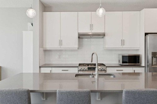 52 Mahogany Way Se, Calgary, AB - Indoor Photo Showing Kitchen With Double Sink With Upgraded Kitchen