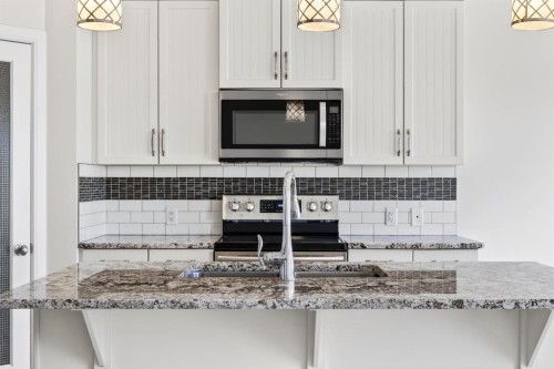 123 Evanscrest Way Nw, Calgary, AB - Indoor Photo Showing Kitchen With Upgraded Kitchen