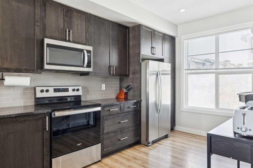 116 Seton Passage Se, Calgary, AB - Indoor Photo Showing Kitchen With Stainless Steel Kitchen With Upgraded Kitchen