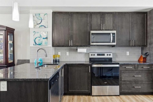 116 Seton Passage Se, Calgary, AB - Indoor Photo Showing Kitchen With Stainless Steel Kitchen With Upgraded Kitchen