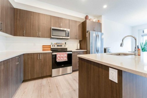 317 Baneberry Way Sw, Airdrie, AB - Indoor Photo Showing Kitchen With Stainless Steel Kitchen With Upgraded Kitchen