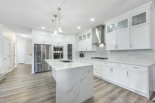 107 Dawson Harbour Court, Chestermere, AB - Indoor Photo Showing Kitchen With Stainless Steel Kitchen With Upgraded Kitchen