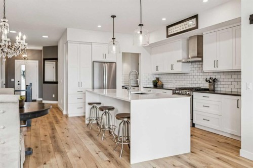 220 Precedence View, Cochrane, AB - Indoor Photo Showing Kitchen With Upgraded Kitchen