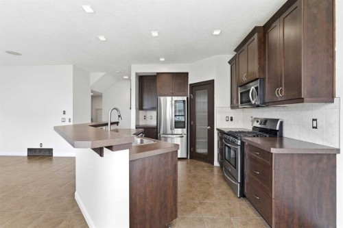121 Copperstone Close Se, Calgary, AB - Indoor Photo Showing Kitchen With Stainless Steel Kitchen With Upgraded Kitchen