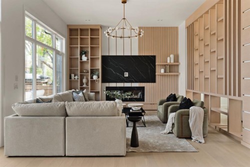 1328 7A Street Nw, Calgary, AB - Indoor Photo Showing Living Room With Fireplace