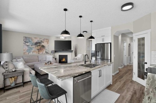 176 Chapalina Heights Se, Calgary, AB - Indoor Photo Showing Kitchen With Double Sink With Upgraded Kitchen