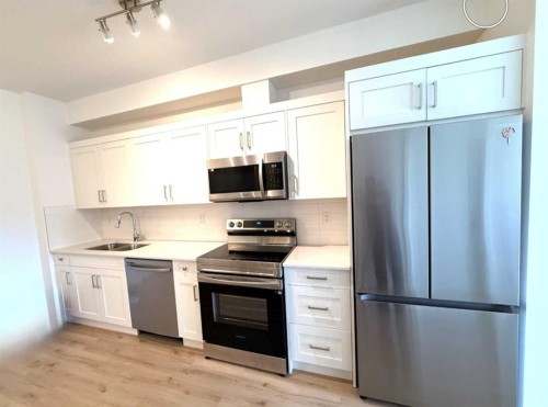 106-70 Sage Hill Walk Nw, Calgary, AB - Indoor Photo Showing Kitchen With Double Sink