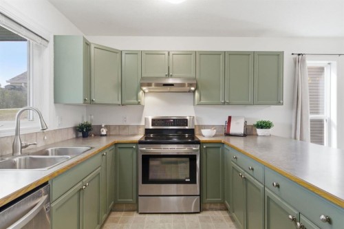 46 Valarosa Drive, Didsbury, AB - Indoor Photo Showing Kitchen With Double Sink