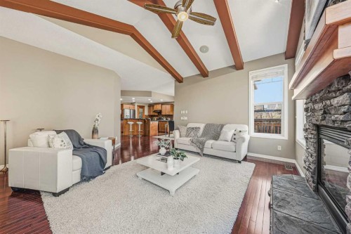94 Kincora Gardens, Calgary, AB - Indoor Photo Showing Living Room With Fireplace