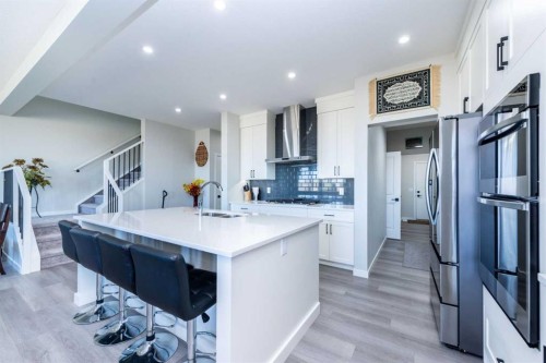 46 Savoy Landing Se, Calgary, AB - Indoor Photo Showing Kitchen With Double Sink With Upgraded Kitchen
