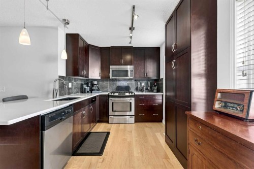 312 New Brighton Villas Se, Calgary, AB - Indoor Photo Showing Kitchen With Stainless Steel Kitchen With Upgraded Kitchen