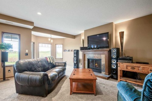 37 Wyndham Park Way, Carseland, AB - Indoor Photo Showing Living Room With Fireplace
