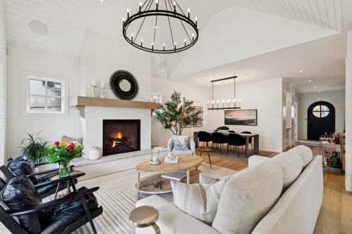 1119 Riverdale Avenue Sw, Calgary, AB - Indoor Photo Showing Living Room With Fireplace