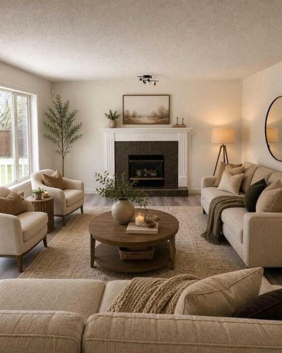 289 Canals Circle Sw, Airdrie, AB - Indoor Photo Showing Living Room With Fireplace