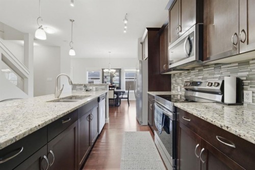 22 Redstone Road Ne, Calgary, AB - Indoor Photo Showing Kitchen With Double Sink With Upgraded Kitchen