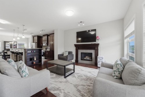 22 Redstone Road Ne, Calgary, AB - Indoor Photo Showing Living Room With Fireplace