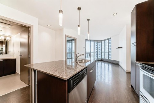 706-220 12 Avenue Se, Calgary, AB - Indoor Photo Showing Kitchen With Stainless Steel Kitchen With Upgraded Kitchen