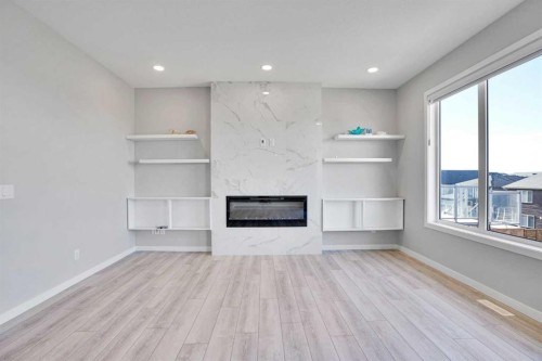 179 Lucas Heights Nw, Calgary, AB - Indoor With Fireplace
