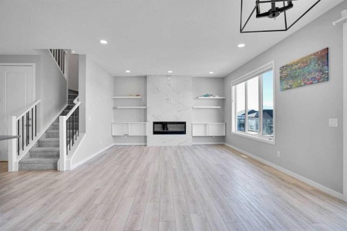 179 Lucas Heights Nw, Calgary, AB - Indoor With Fireplace