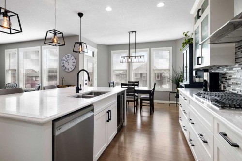 41 Banded Peak View, Okotoks, AB - Indoor Photo Showing Kitchen With Double Sink With Upgraded Kitchen