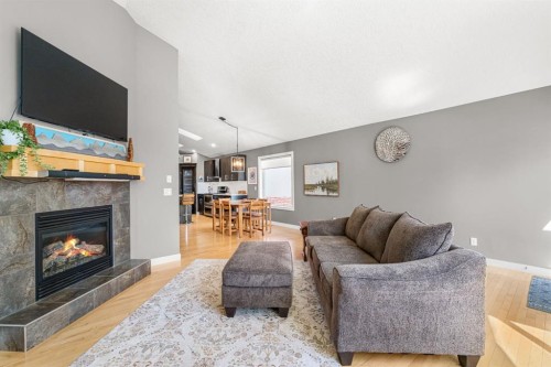 91 Evanspark Terrace Nw, Calgary, AB - Indoor Photo Showing Living Room With Fireplace