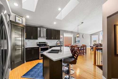 91 Evanspark Terrace Nw, Calgary, AB - Indoor Photo Showing Kitchen With Stainless Steel Kitchen With Double Sink With Upgraded Kitchen