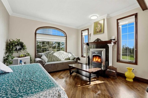 263089 Range Road 293, Rural Rocky View County, AB - Indoor Photo Showing Living Room With Fireplace