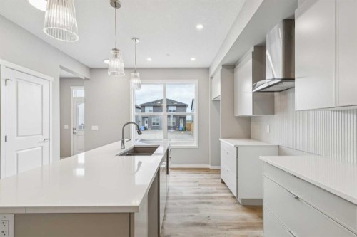 75 Hotchkiss Way Se, Calgary, AB - Indoor Photo Showing Kitchen With Double Sink