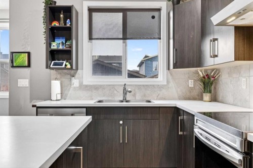 1540 Cornerstone Boulevard Ne, Calgary, AB - Indoor Photo Showing Kitchen With Double Sink With Upgraded Kitchen
