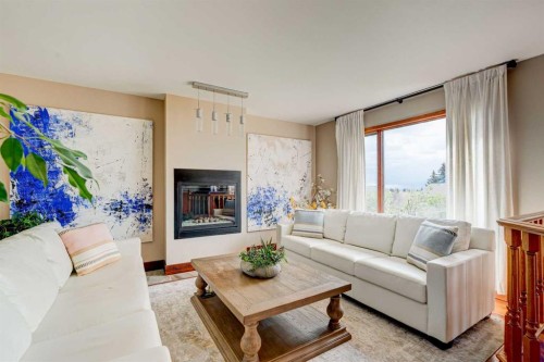 210 Hawkville Close Nw, Calgary, AB - Indoor Photo Showing Living Room With Fireplace