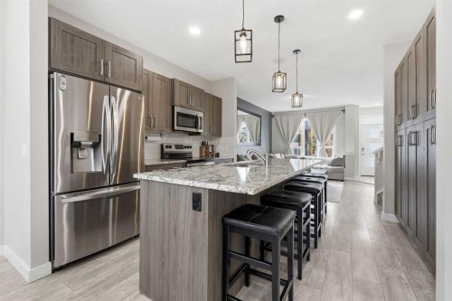 1071 Seton Circle Se, Calgary, AB - Indoor Photo Showing Kitchen With Upgraded Kitchen