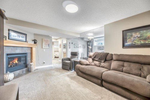 250 Prestwick Close Se, Calgary, AB - Indoor Photo Showing Living Room With Fireplace