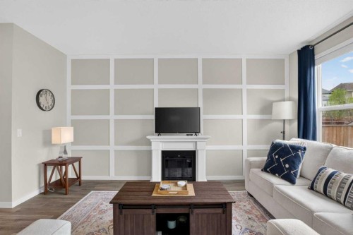 377 Masters Avenue Se, Calgary, AB - Indoor Photo Showing Living Room With Fireplace