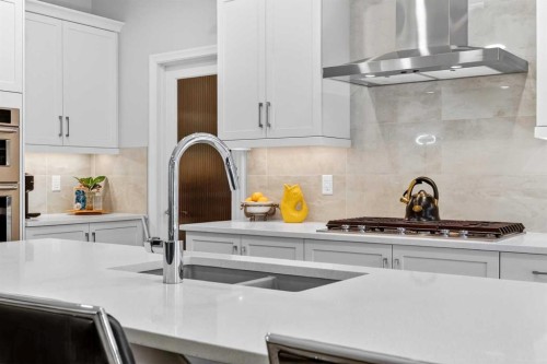 1949 Mahogany Boulevard Se, Calgary, AB - Indoor Photo Showing Kitchen With Stainless Steel Kitchen With Double Sink With Upgraded Kitchen
