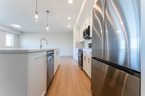 2410-42 Cranbrook Gardens Se, Calgary, AB - Indoor Photo Showing Kitchen With Stainless Steel Kitchen With Upgraded Kitchen