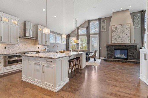 21 Rockford Road Nw, Calgary, AB - Indoor Photo Showing Kitchen With Fireplace With Upgraded Kitchen