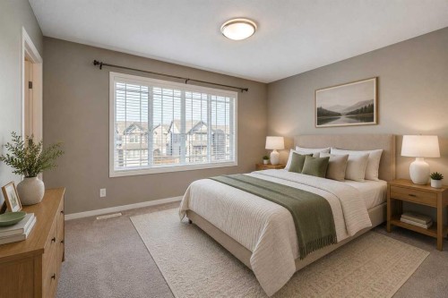 198 Masters Avenue Se, Calgary, AB - Indoor Photo Showing Bedroom